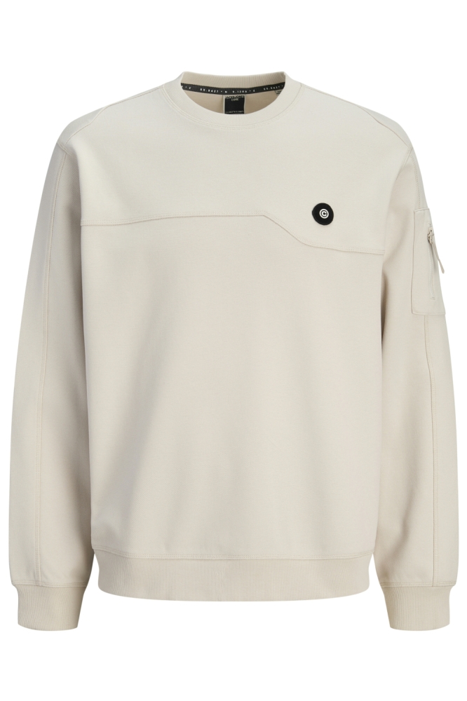 Jack & Jones ecru heren sweater | Vooraanzicht