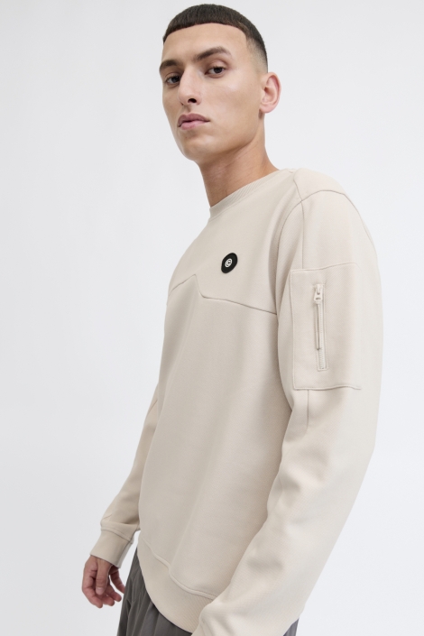 Jack & Jones ecru heren sweater | Model zijaanzicht