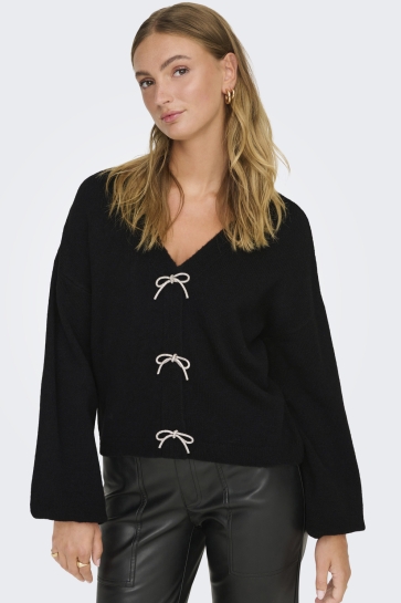 Only ONLDONNA LS V-NECK PULLOVER EX KNT 15343634 BLACK