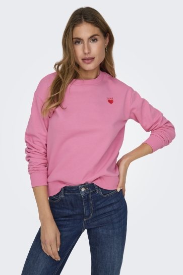 Jacqueline de Yong JDYPARIS L/S EMB SWEAT JRS 15221015 Sachet Pink/SMALL LOVE