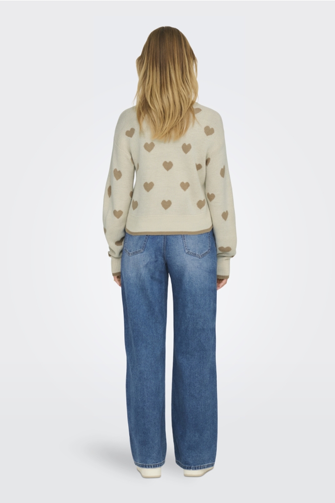 Jacqueline de Yong beige dames trui | Model achteraanzicht