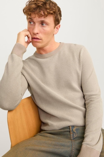 Jack & Jones jjeglobe knit crew neck noos Beige