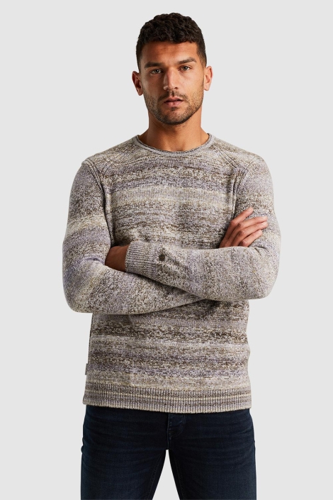 Cast Iron bruine heren trui | Model vooraanzicht