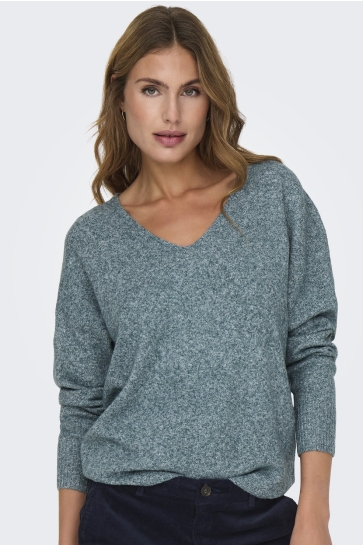 Only Trui ONLRICA LIFE L/S V-NECK PULLO KNT NOOS 15224360 SEA MOSS/W MELANGE