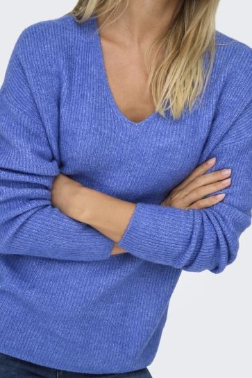 Only ONLCAMILLA V-NECK L/S PULLOVER KNT 15204588 ULTRAMARINE/MELANGE