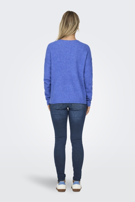 Only blauwe dames trui | Model achteraanzicht