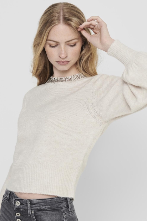 Only beige dames trui | Model zijaanzicht
