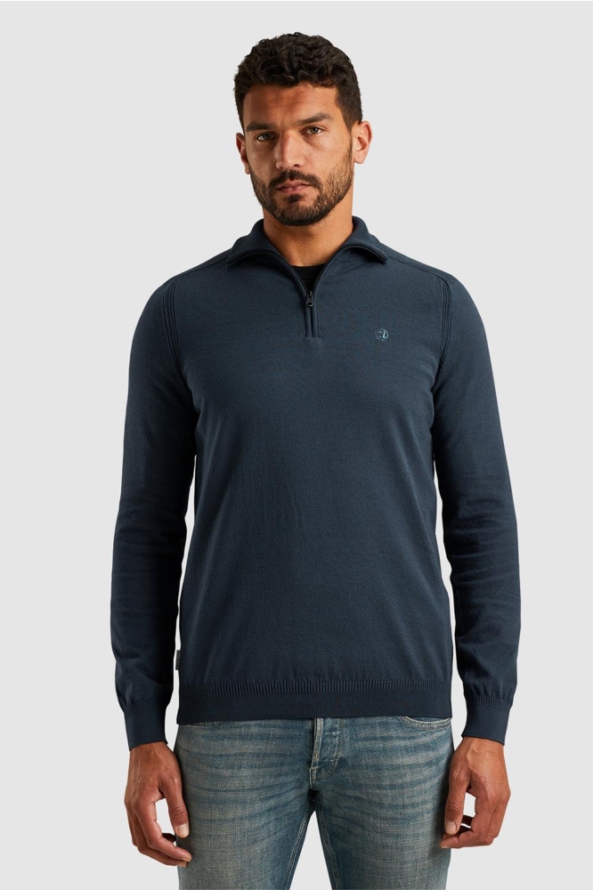 Cast Iron blauwe heren trui | Model vooraanzicht