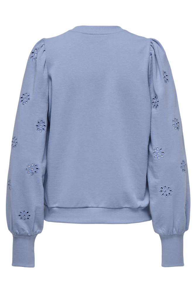 Only blauwe dames sweater | Achteraanzicht