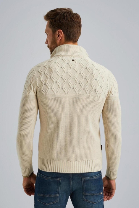 PME legend beige heren trui | Model achteraanzicht
