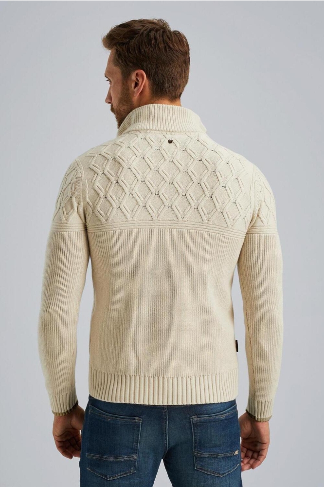 PME legend beige heren trui | Model achteraanzicht
