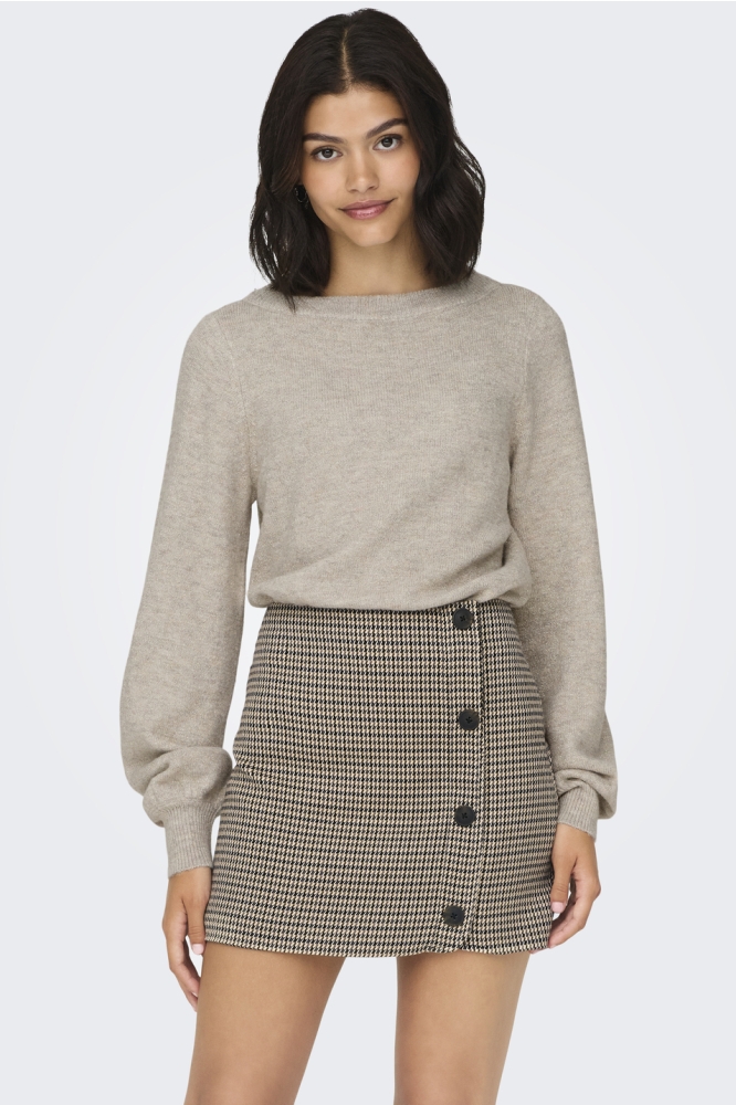 Jacqueline de Yong beige dames trui | Model vooraanzicht