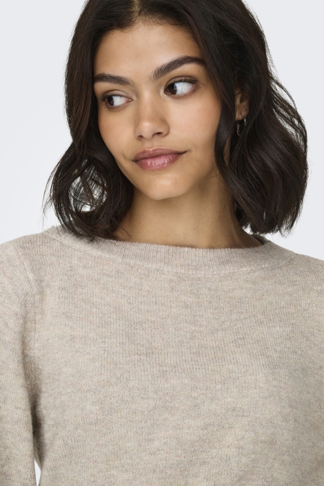 Jacqueline de Yong beige dames trui | Close up