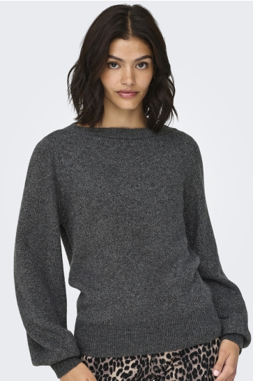 Jacqueline de Yong Trui JDYRUE GLITTER L/S BOAT PULLOVE KNT 15330648 DARK GREY/MELANGE