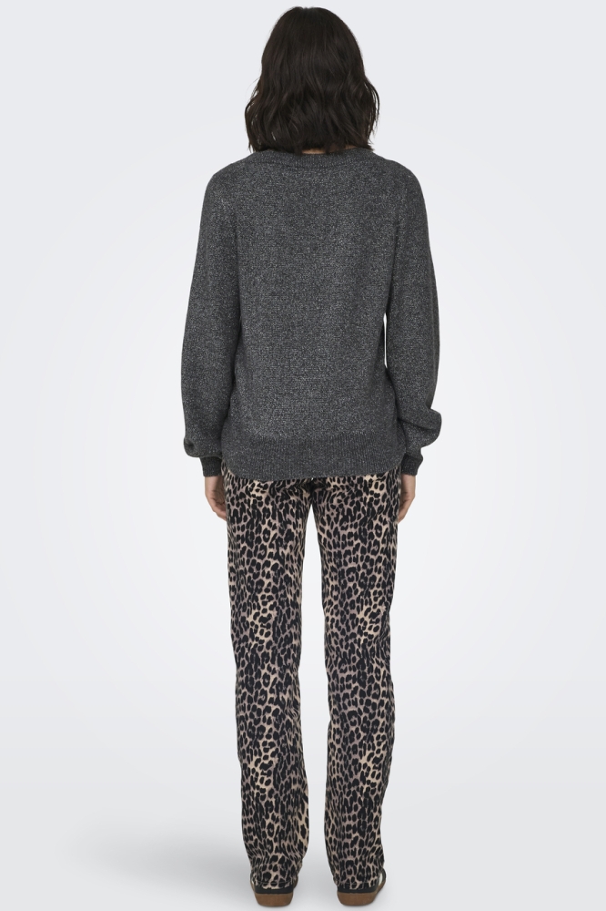 Jacqueline de Yong grijze dames trui | Model achteraanzicht