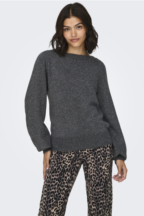 Jacqueline de Yong grijze dames trui | Model vooraanzicht