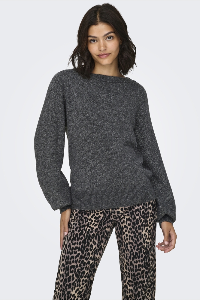 Jacqueline de Yong grijze dames trui | Model vooraanzicht