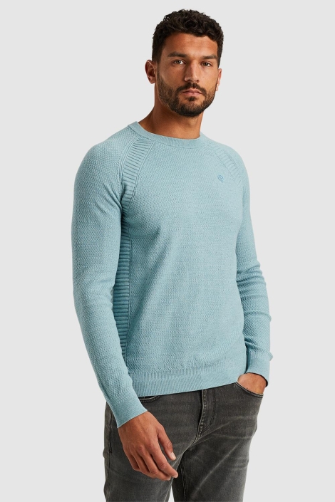 Cast Iron blauwe heren trui | Model vooraanzicht