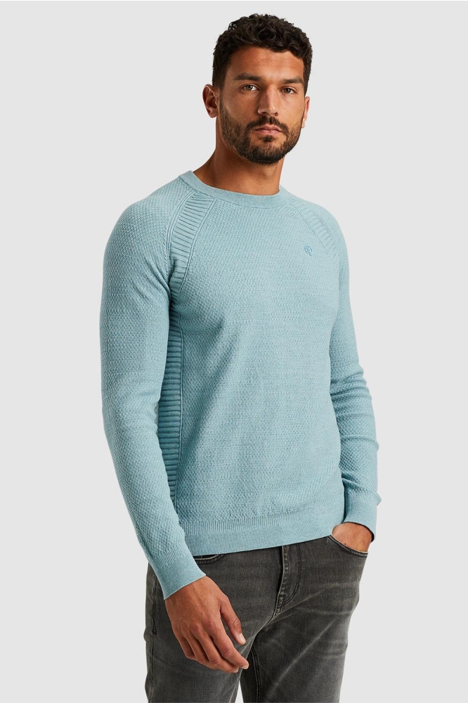 Cast Iron blauwe heren trui | Model vooraanzicht