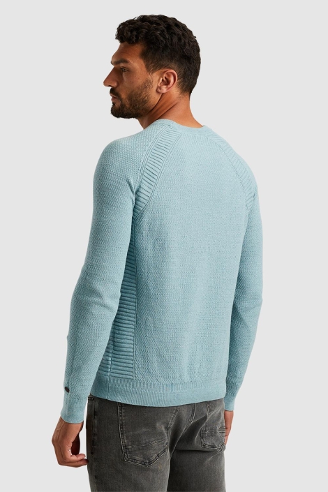 Cast Iron blauwe heren trui | Model achteraanzicht