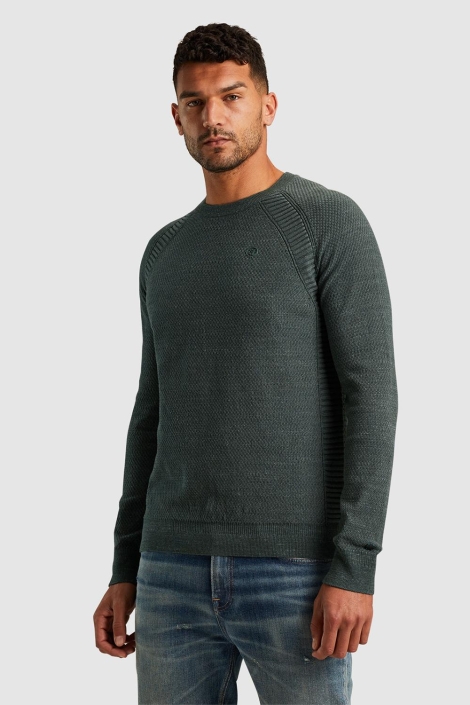 Cast Iron groene heren trui | Model vooraanzicht