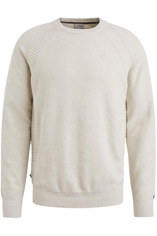 Cast Iron beige heren trui | Vooraanzicht