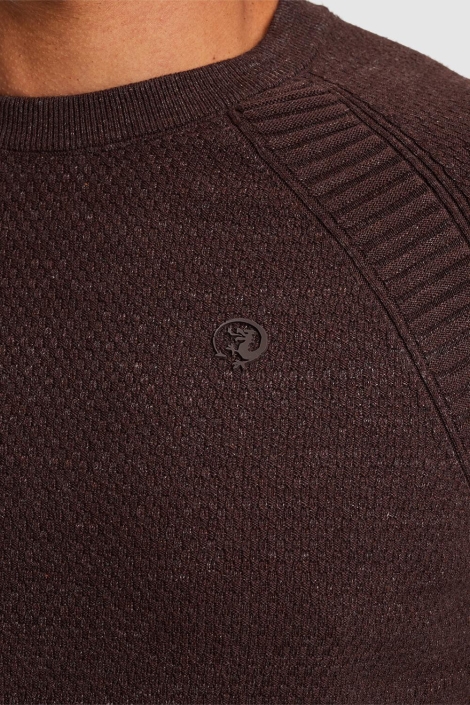 Cast Iron bruine heren trui | Close up