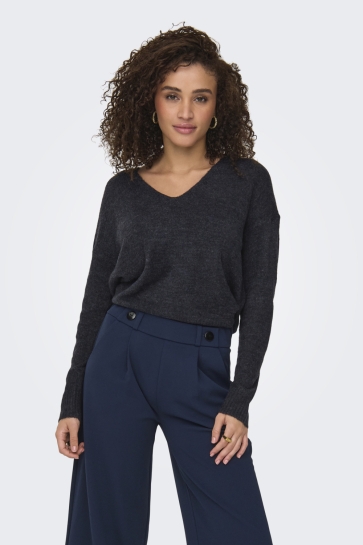 Jacqueline de Yong jdyelanora l/s v-neck pullo. knt no Blauw