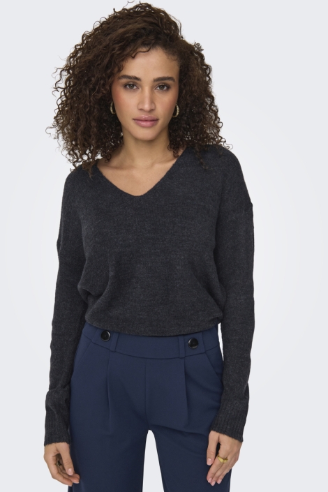 Jacqueline de Yong blauwe dames trui | Model vooraanzicht