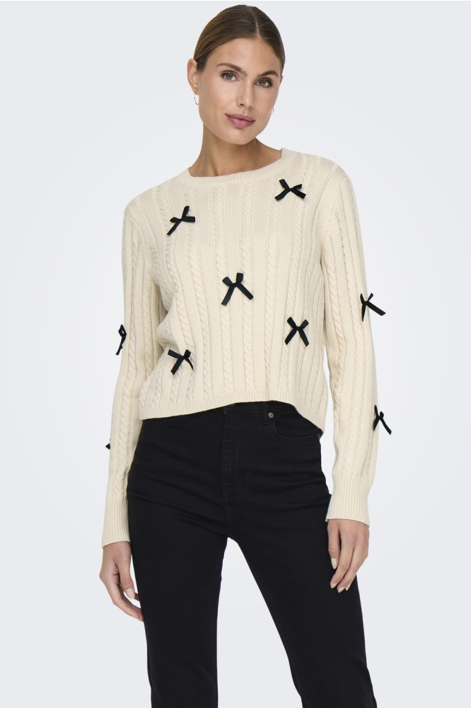 Jacqueline de Yong beige dames trui | Model vooraanzicht