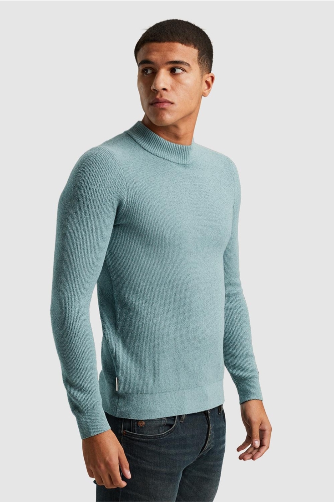 Cast Iron blauwe heren trui | Model vooraanzicht