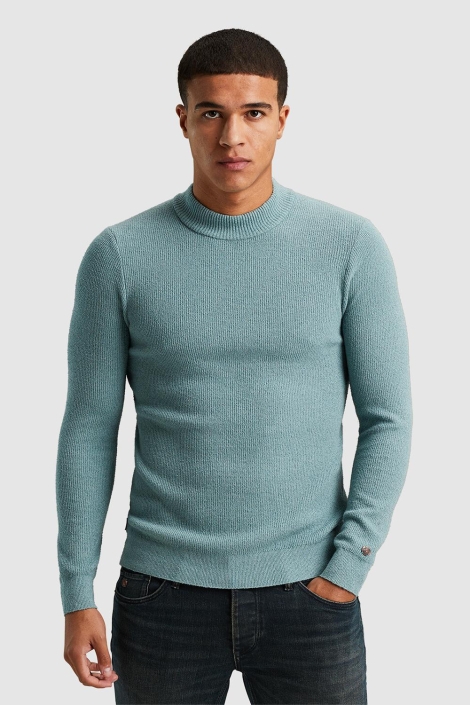 Cast Iron blauwe heren trui | Model vooraanzicht