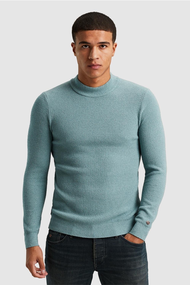 Cast Iron blauwe heren trui | Model vooraanzicht