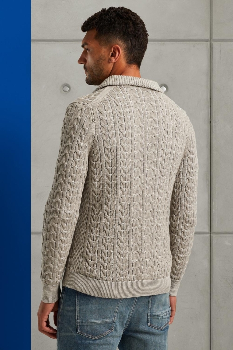 Cast Iron beige heren trui | Model achteraanzicht