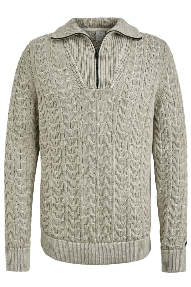 Cast Iron beige heren trui | Vooraanzicht