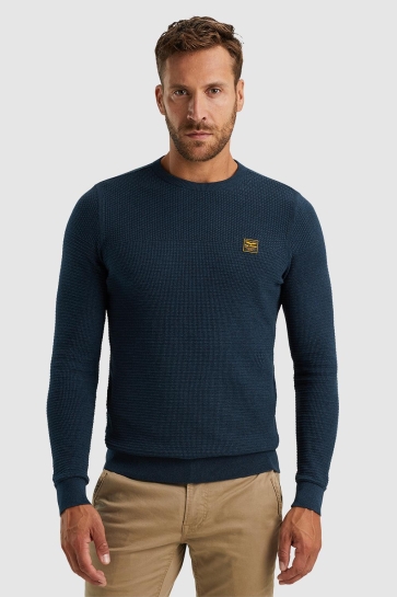 PME legend r-neck cotton mouline Blauw