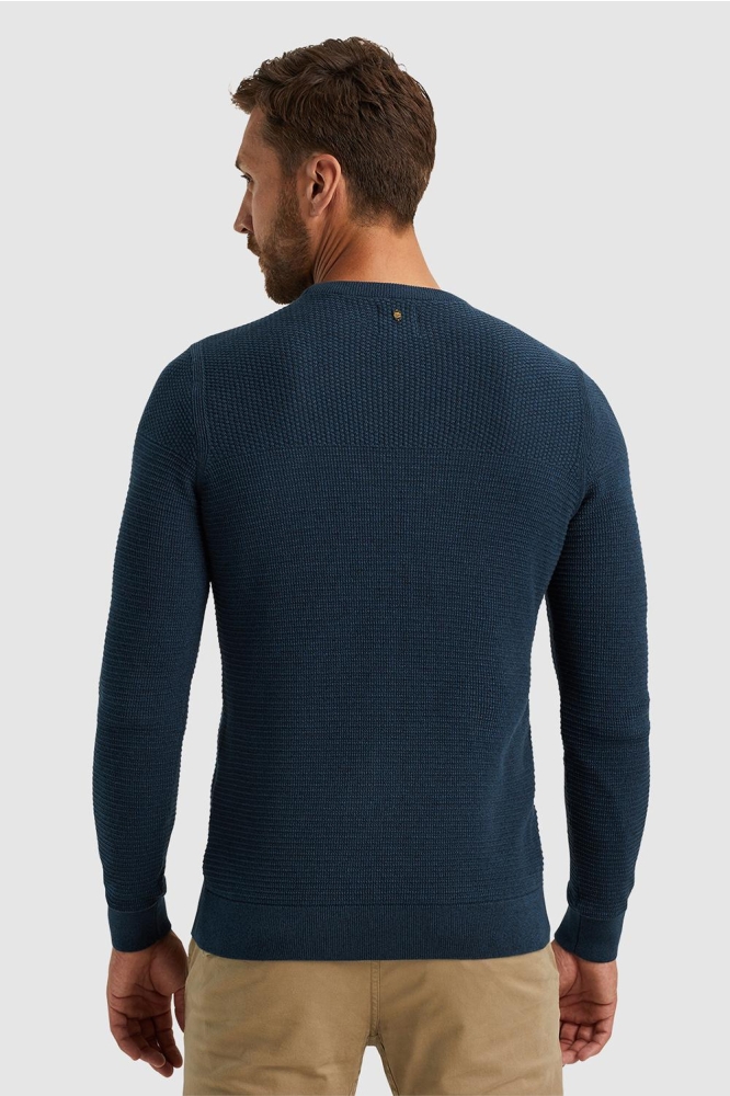 PME legend blauwe heren trui | Model achteraanzicht