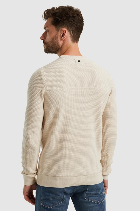 PME legend ecru heren trui | Model achteraanzicht