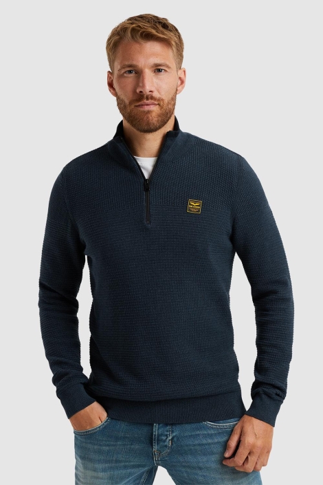 PME legend blauwe heren trui | Model vooraanzicht