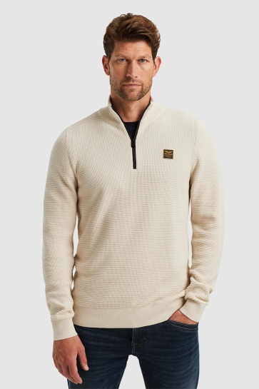 PME legend half zip collar cotton mouline Ecru