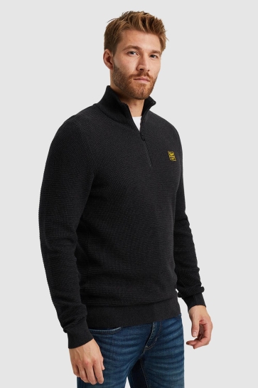 PME legend half zip collar cotton mouline Zwart