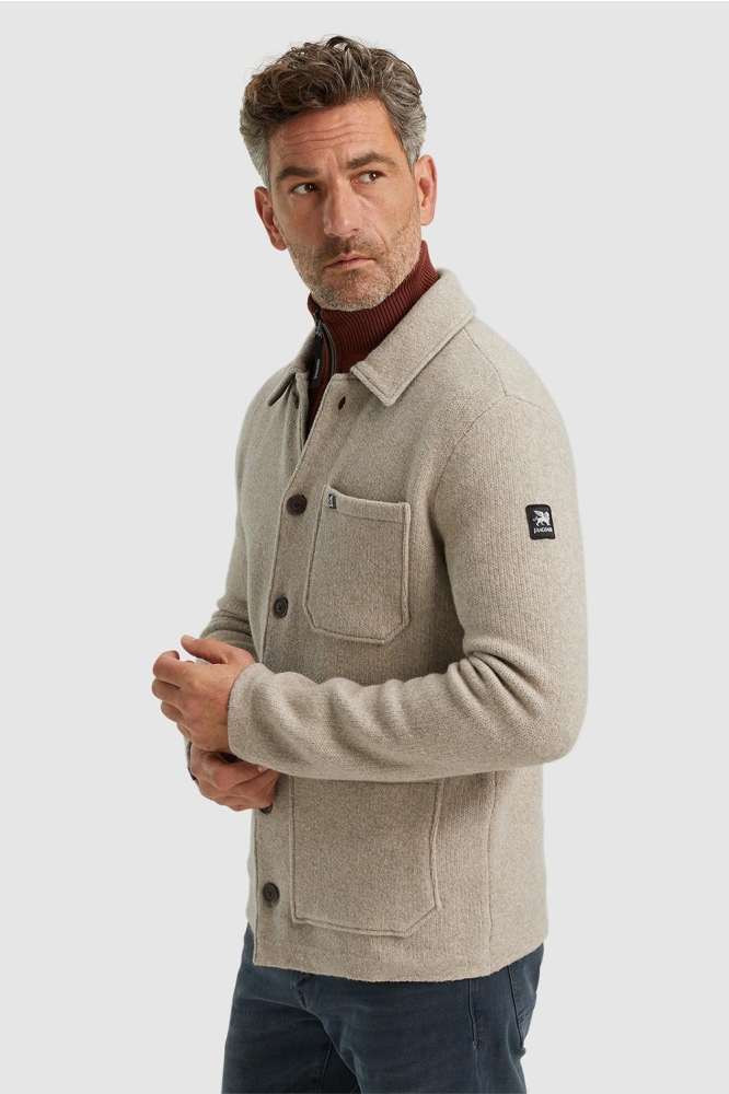 Vanguard beige heren vest | Model zijaanzicht