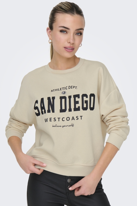 Only beige dames sweater | Model vooraanzicht