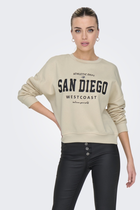 Only beige dames sweater | Model vooraanzicht