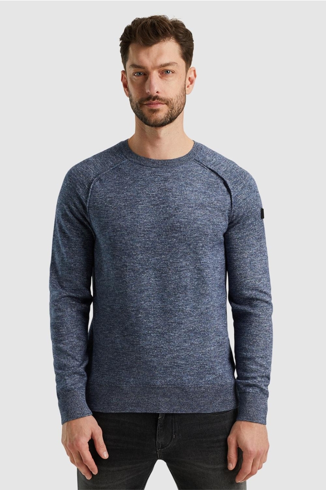 PME legend blauwe heren trui | Model vooraanzicht