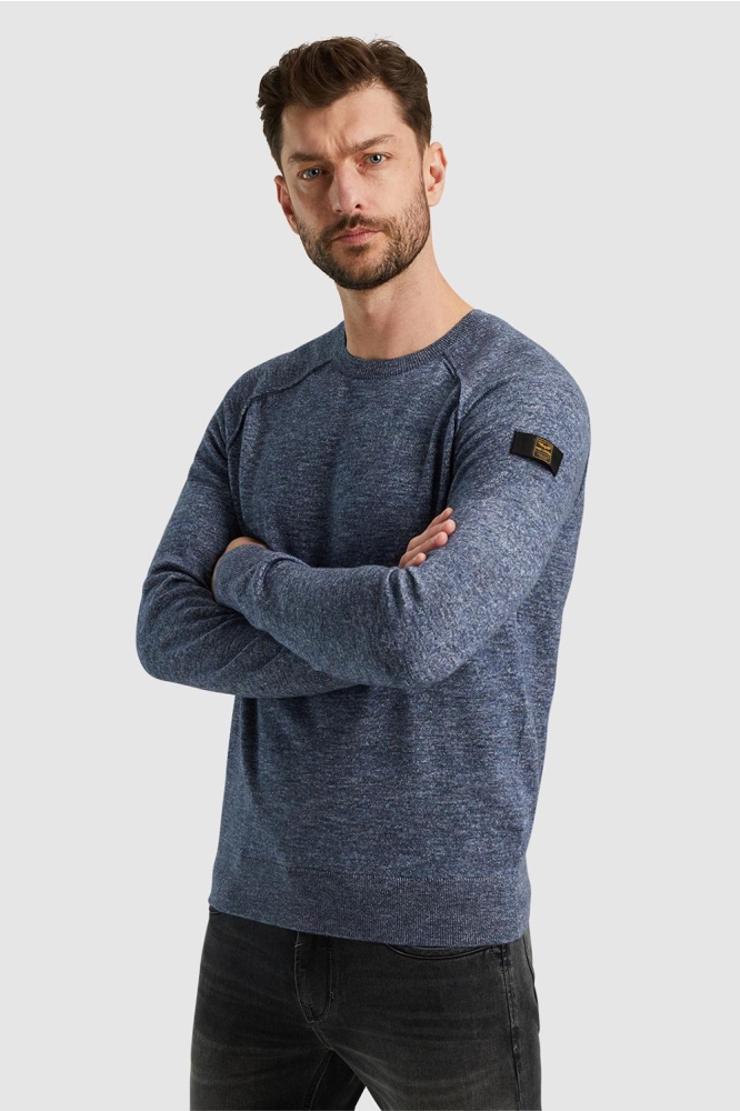 PME legend blauwe heren trui | Model vooraanzicht