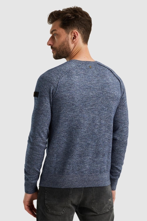 PME legend blauwe heren trui | Model achteraanzicht