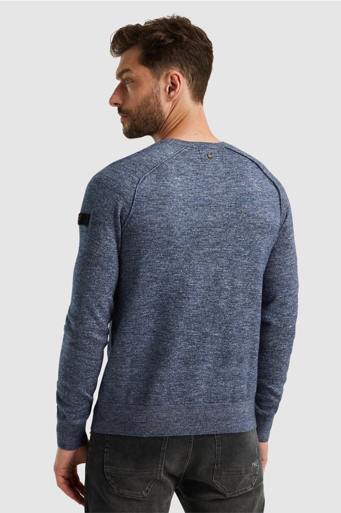 PME legend blauwe heren trui | Model achteraanzicht