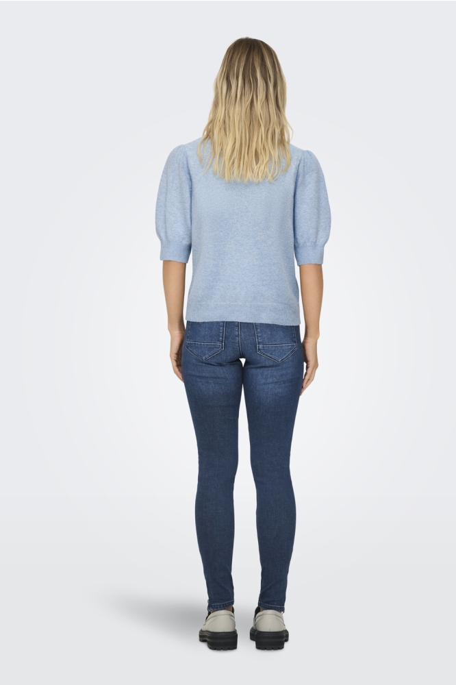 Only blauwe dames trui | Model achteraanzicht