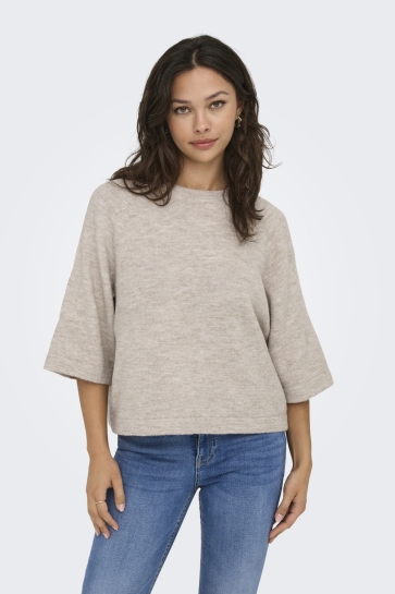 Only Trui ONLSIMONI 3/4 PULLOVER KNT NOOS 15333199 PUMICE STONE/MELANGE